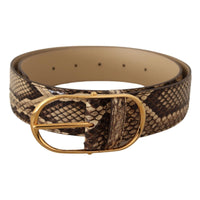 Dolce & Gabbana Elegant Phyton Leather Belt with Gold Buckle