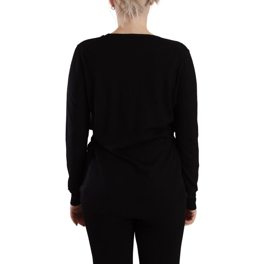 Dolce & Gabbana Black Wool V-neck Long Sleeves Pullover Top