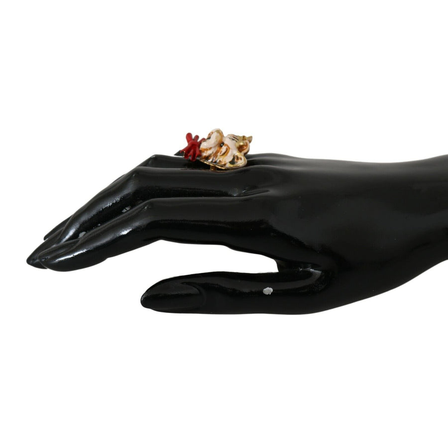 Dolce & Gabbana Elegant Canine-Inspired Gold Tone Ring