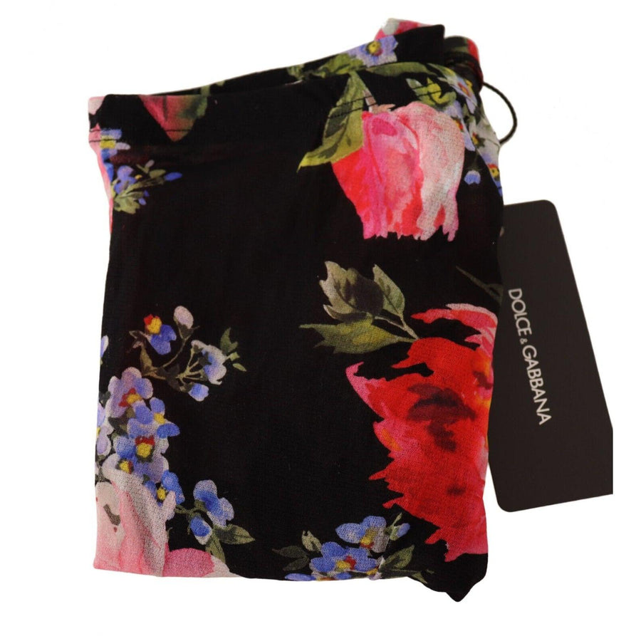 Dolce & Gabbana Floral Noir Nylon Tights - Elegance in Bloom