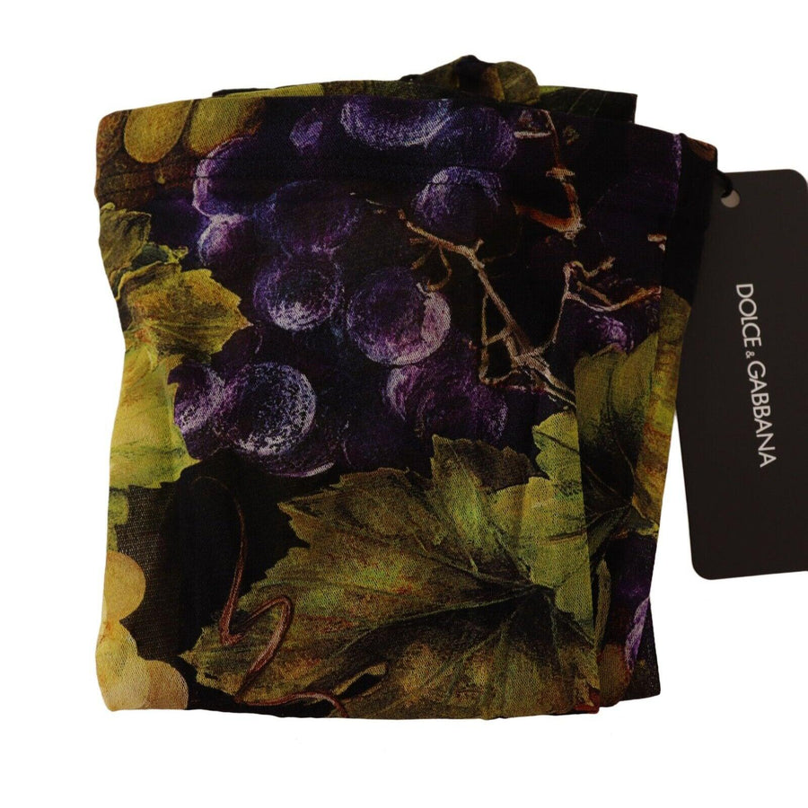 Dolce & Gabbana Black Grapes Print Stockings Tights