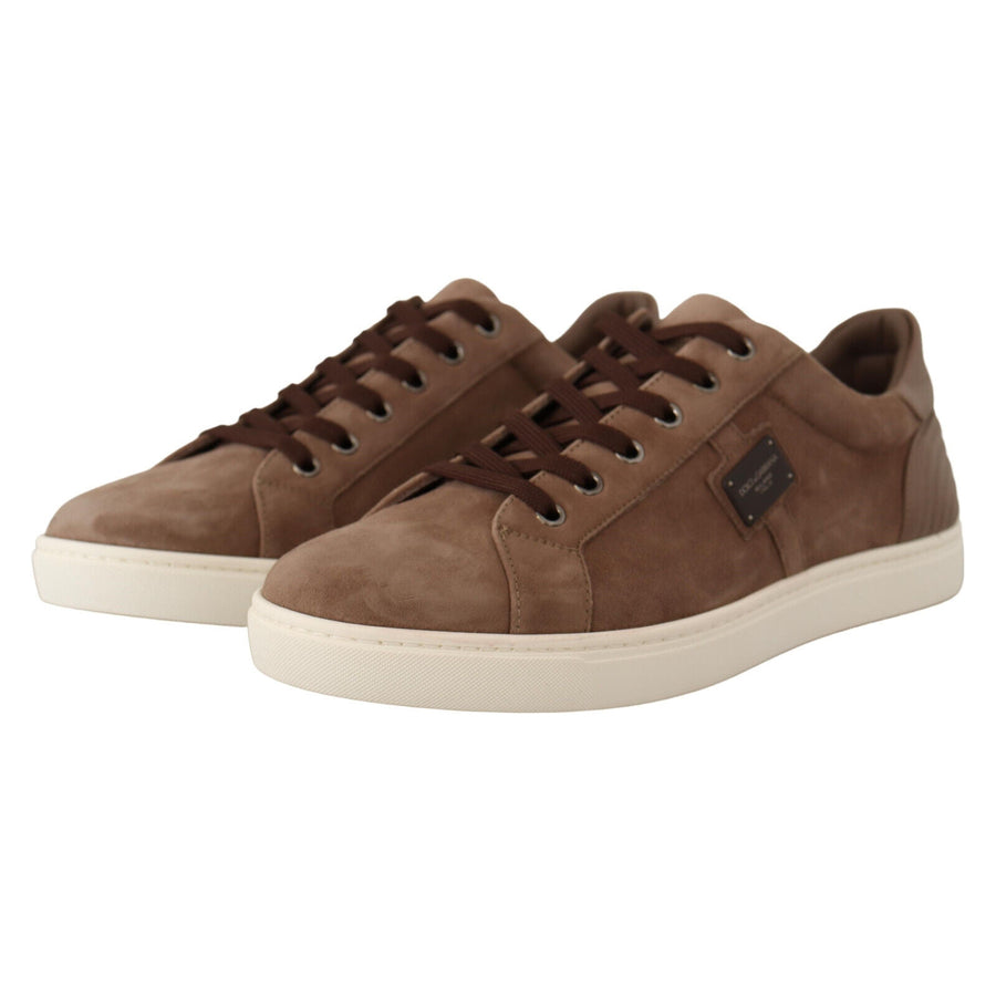 Dolce & Gabbana Brown Suede Leather Sneakers Shoes