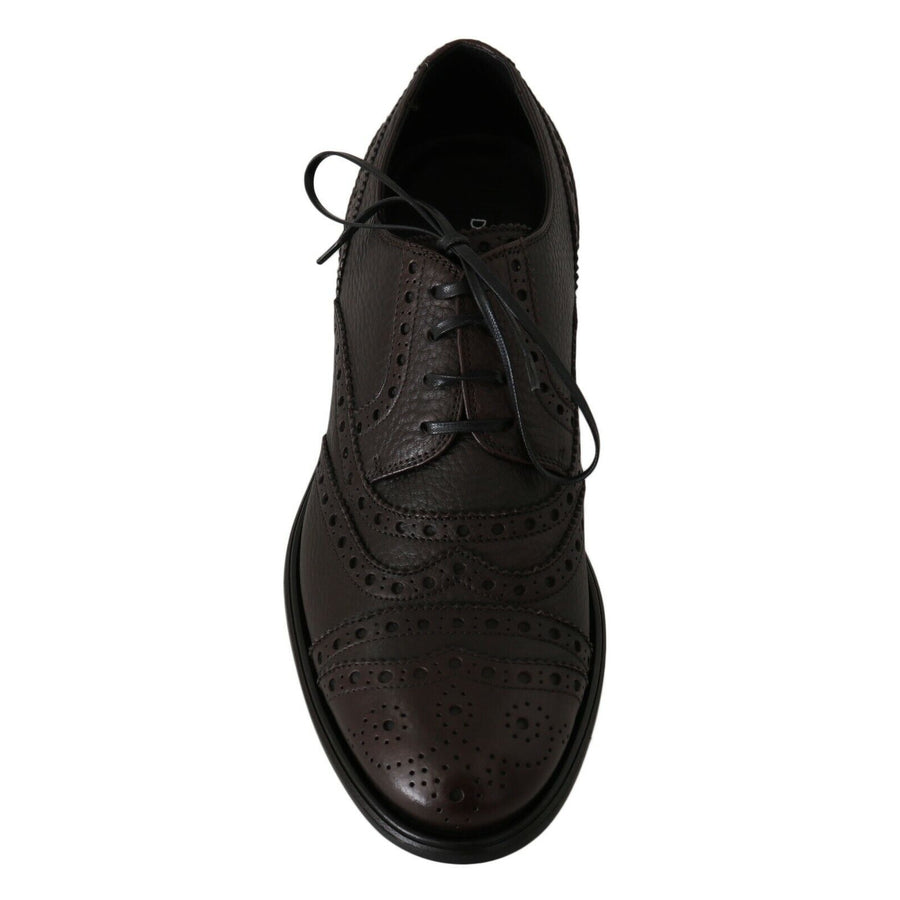 Dolce & Gabbana Brown Leather Wingtip Derby Formal Shoes