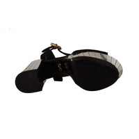 Dolce & Gabbana Black Crystals Ankle Strap Platform Sandals Shoes