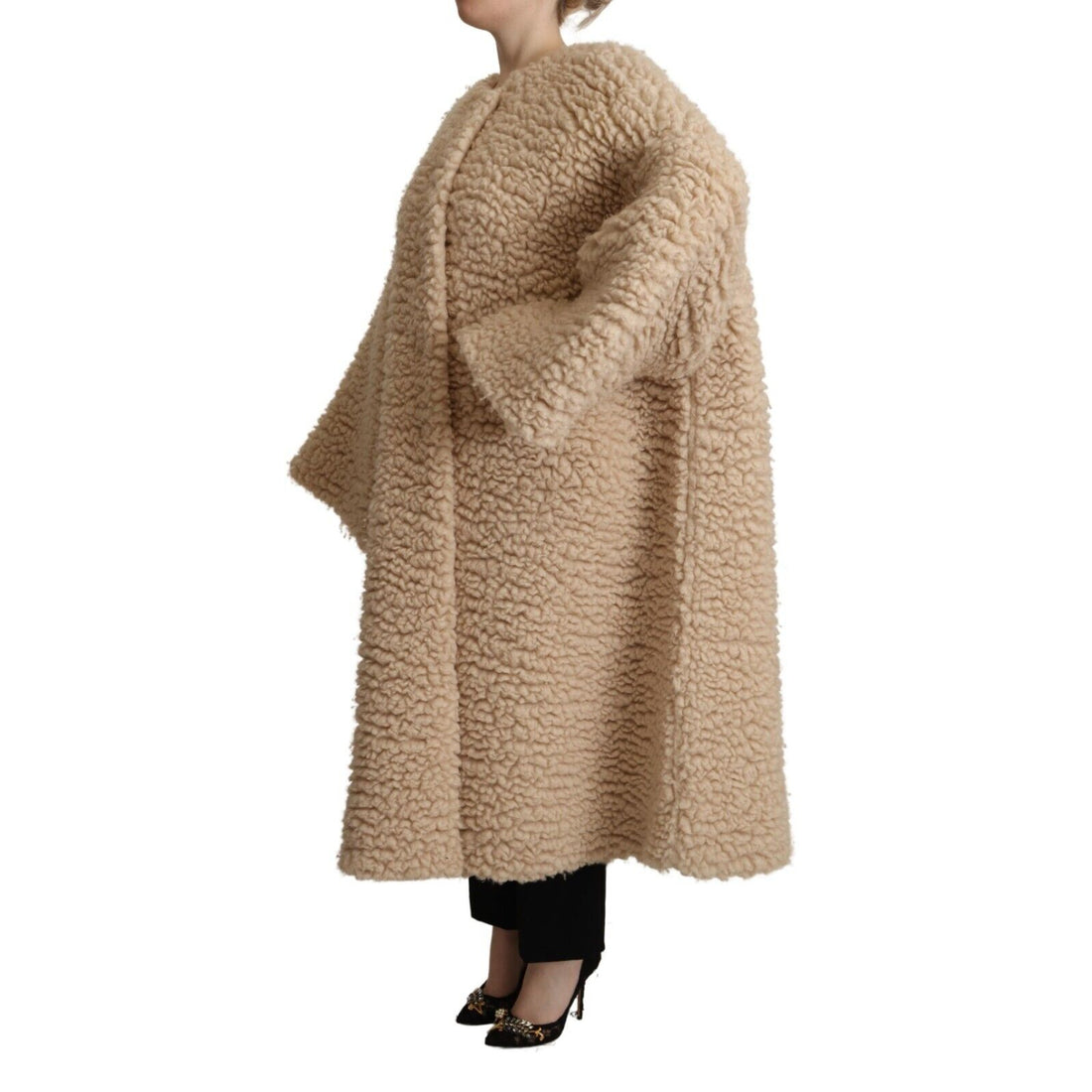 Dolce & Gabbana Elegant Beige Cashmere Overcoat Jacket