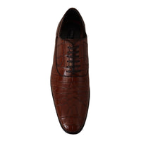 Dolce & Gabbana Brown Crocodile Leather Mens Formal Derby Shoes