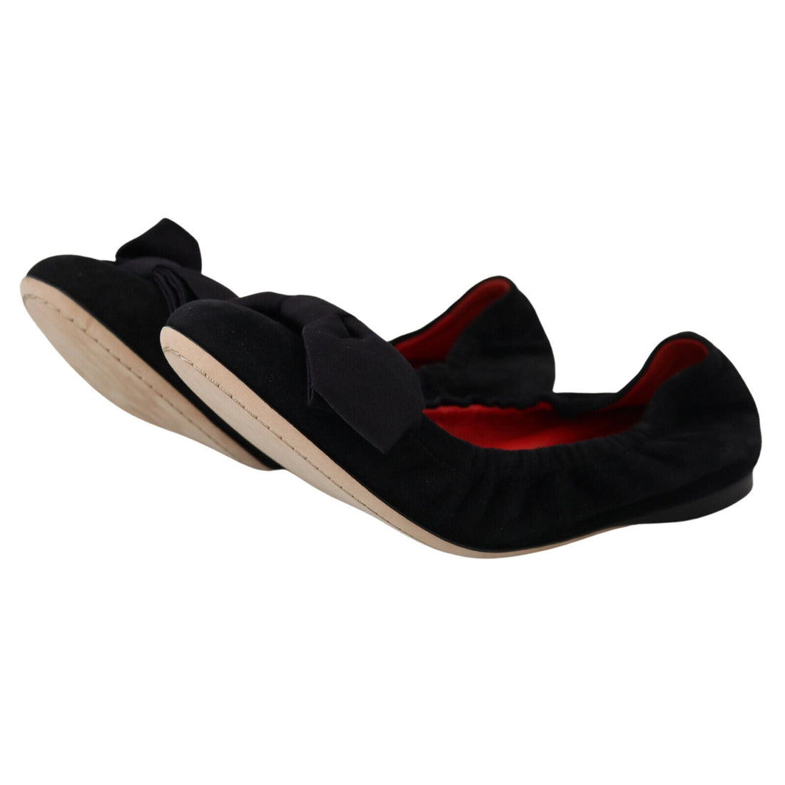 Dolce & Gabbana Black Suede Flat Slip On Ballet Shoes