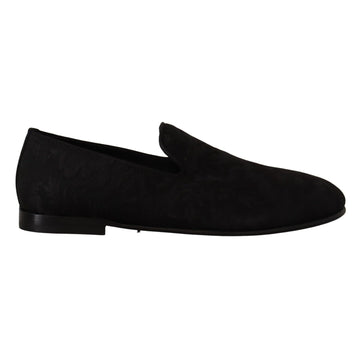 Dolce & Gabbana Elegant Jacquard Slide On Loafers Flats