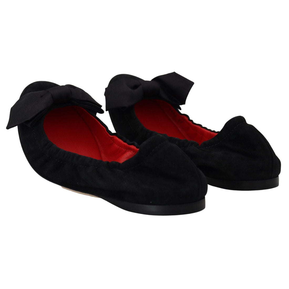 Dolce & Gabbana Black Suede Flat Slip On Ballet Shoes