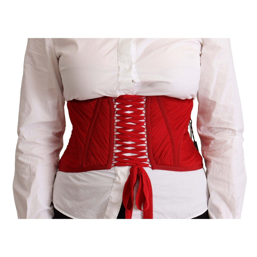 Dolce & Gabbana Elegant Red Silk Corset Belt Top