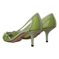 Dolce & Gabbana Green Mesh Leather Chains Heels Pumps Shoes