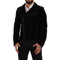 Dolce & Gabbana Sleek Black Cotton Biker Jacket