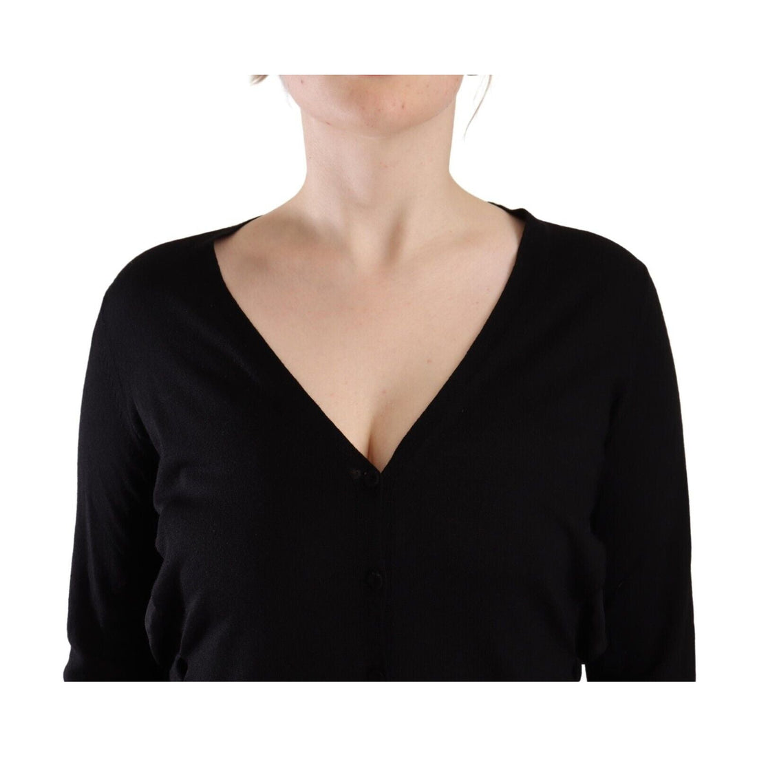 Dolce & Gabbana Black Wool V-neck Long Sleeves Pullover Top
