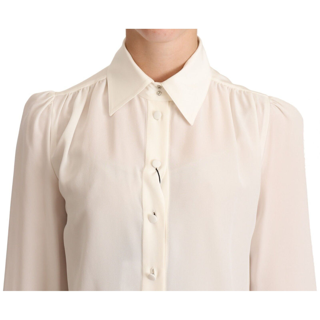 Dolce & Gabbana White Long Sleeve Polo Shirt Top Blouse