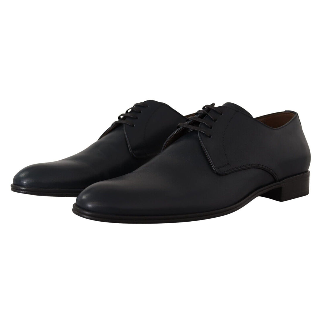 Dolce & Gabbana Navy Blue Leather Lace Up Formal Derby Shoes