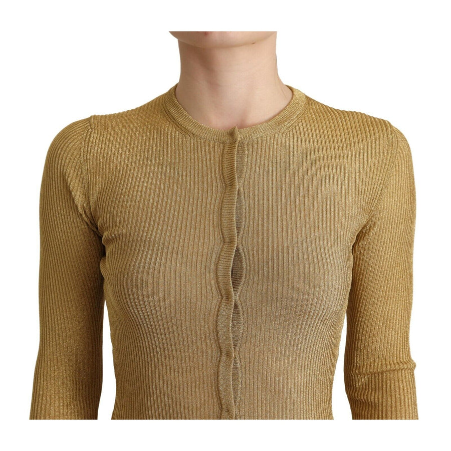 Dolce & Gabbana Gold Viscose Blend Buttons Cardigan Sweater