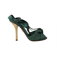 Dolce & Gabbana Emerald Exotic Leather Heels Sandals Shoes