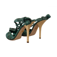 Dolce & Gabbana Emerald Exotic Leather Heels Sandals Shoes