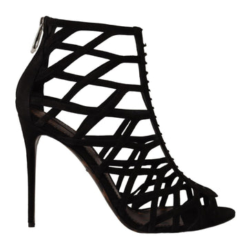 Dolce & Gabbana Elegant Black Suede Heels Sandals