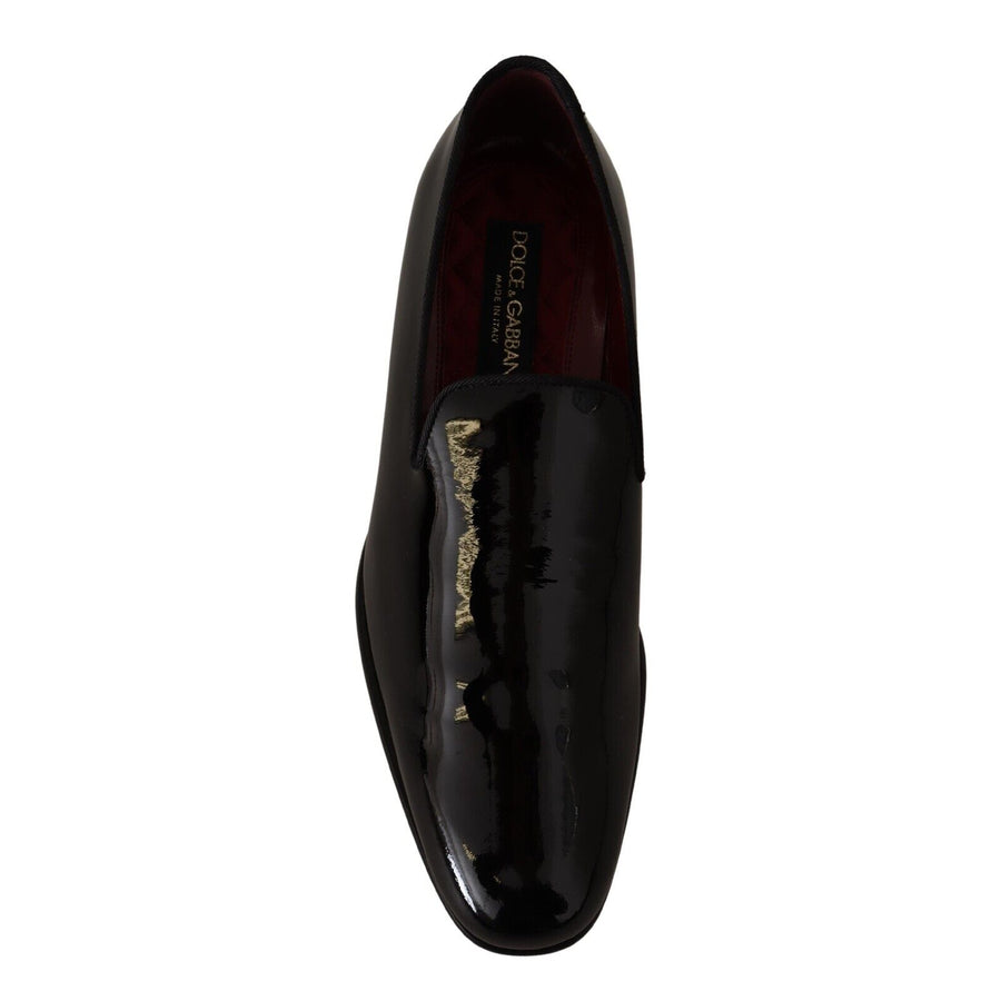 Dolce & Gabbana Black Patent Leather Formal Loafers Dress Shoes