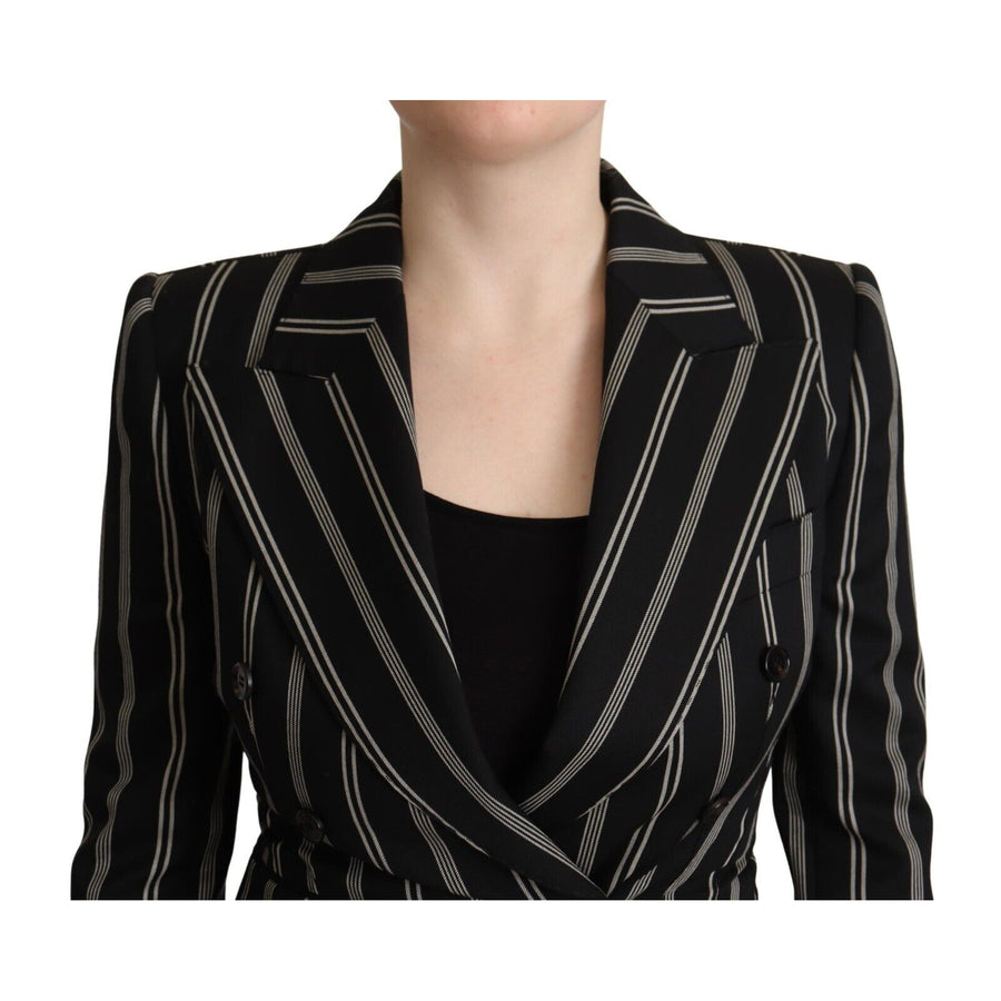 Dolce & Gabbana Black White Stripes Wool Long Sleeves Jacket