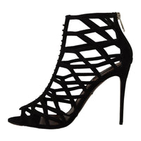 Dolce & Gabbana Black Suede Stiletto Heels Bette Sandals Shoes