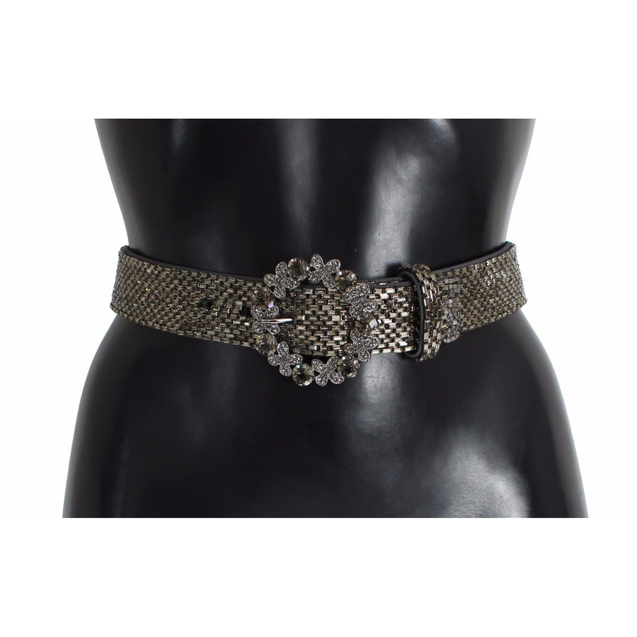 Dolce & Gabbana Multicolor Wide Crystal Buckle Sequined Belt