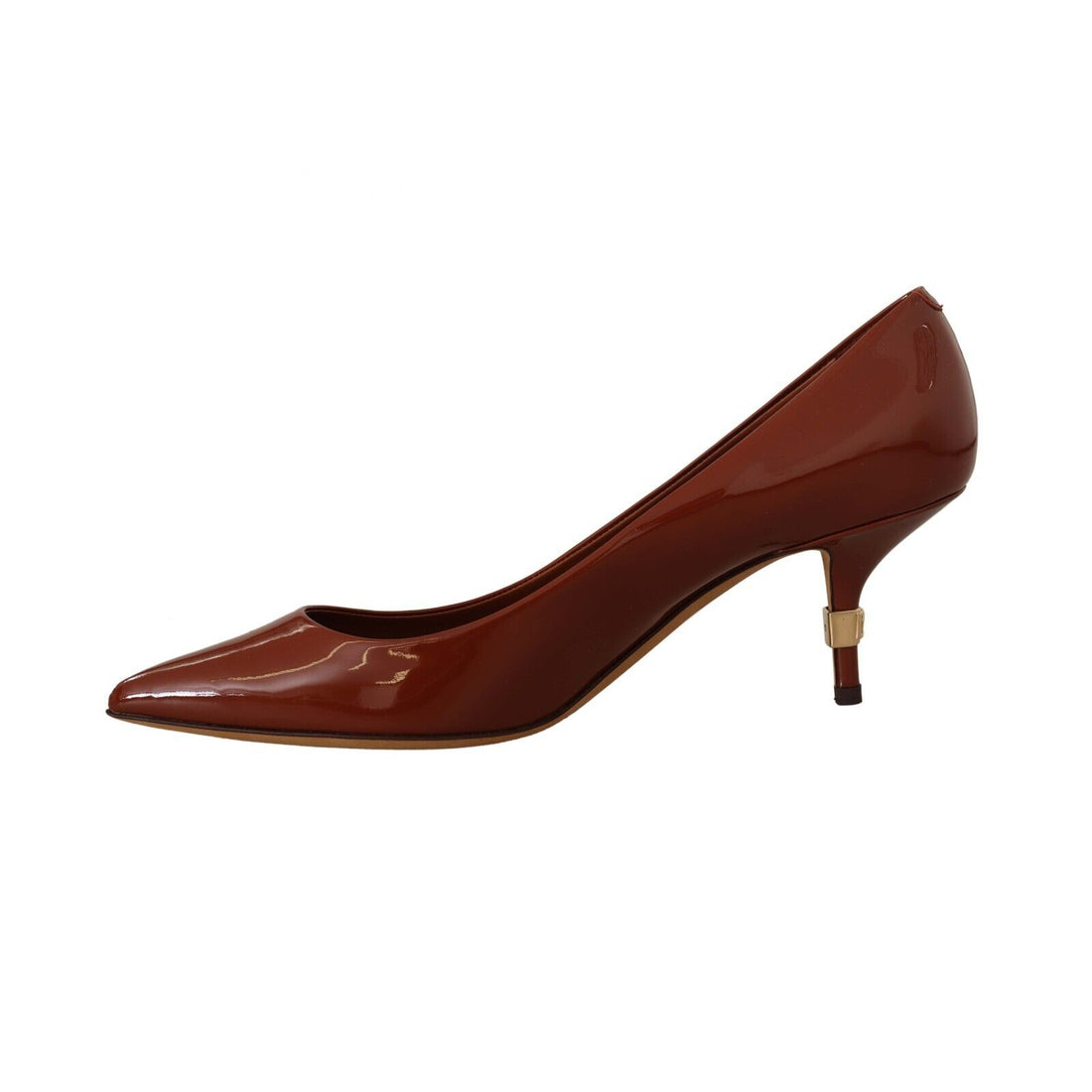 Dolce & Gabbana Brown Kitten Heels Pumps Patent Leather Shoes
