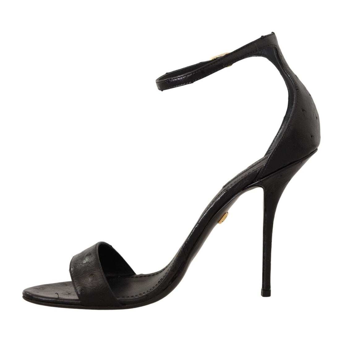 Dolce & Gabbana Elegant Ostrich Leather Ankle Strap Heels
