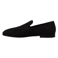 Dolce & Gabbana Black Jacquard Slippers Flats Loafers Shoes