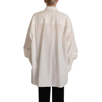 Dolce & Gabbana White Cotton Button Up Collared Long Sleeve Top