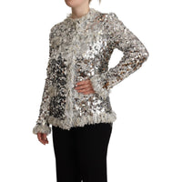Dolce & Gabbana Chic Silver Sequined Jacket Coat