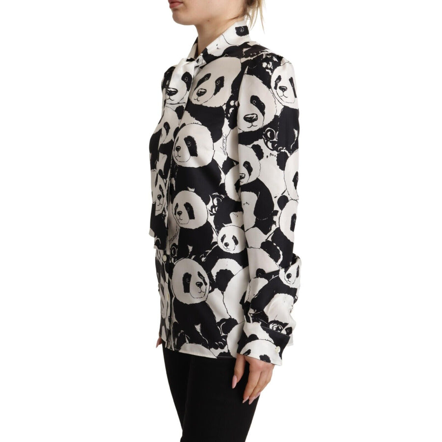 Dolce & Gabbana Chic Panda Print Silk Blouse