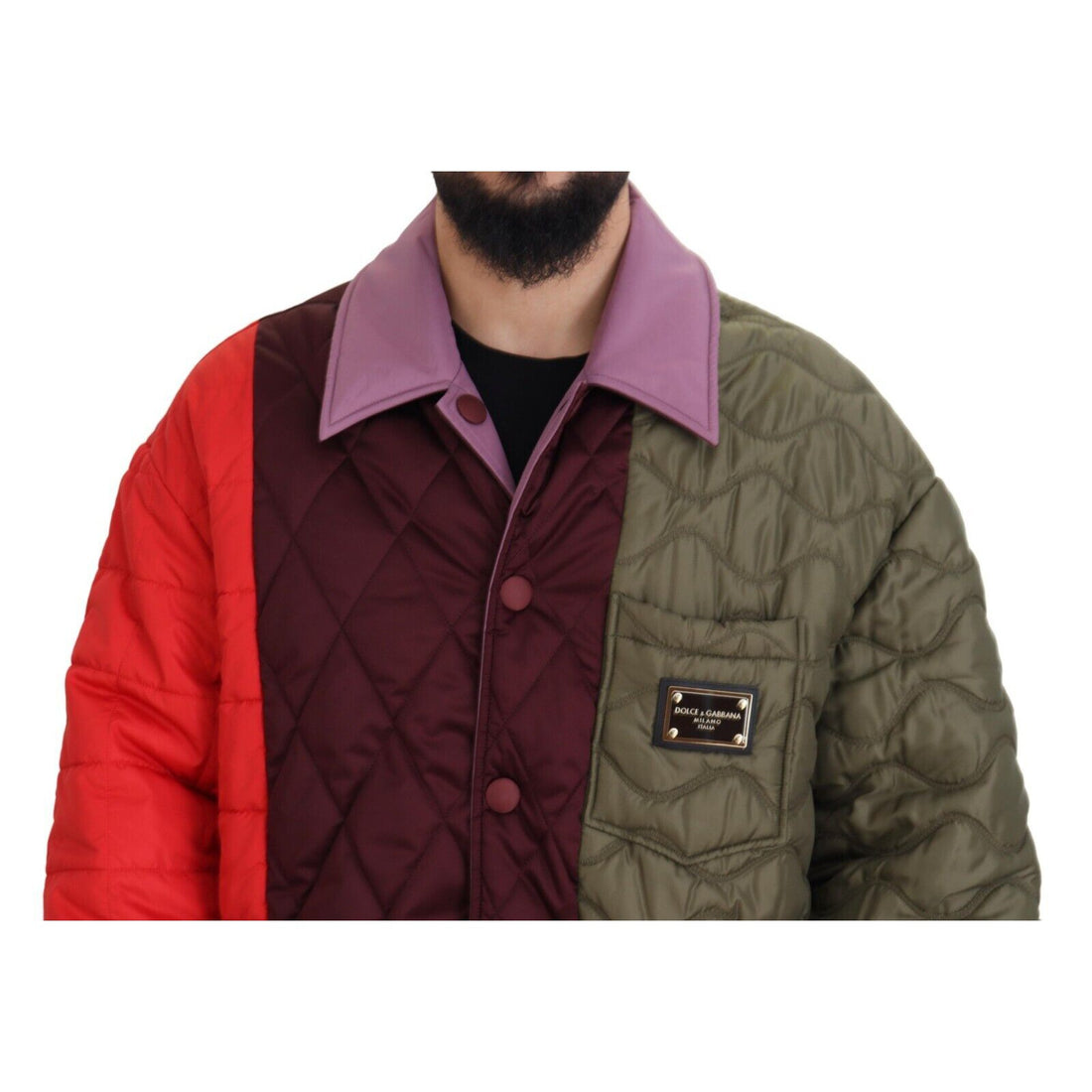 Dolce & Gabbana Multicolor Patchwork Quilted Collared Jacket