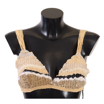 Dolce & Gabbana Chic Beige Crochet Cropped Top