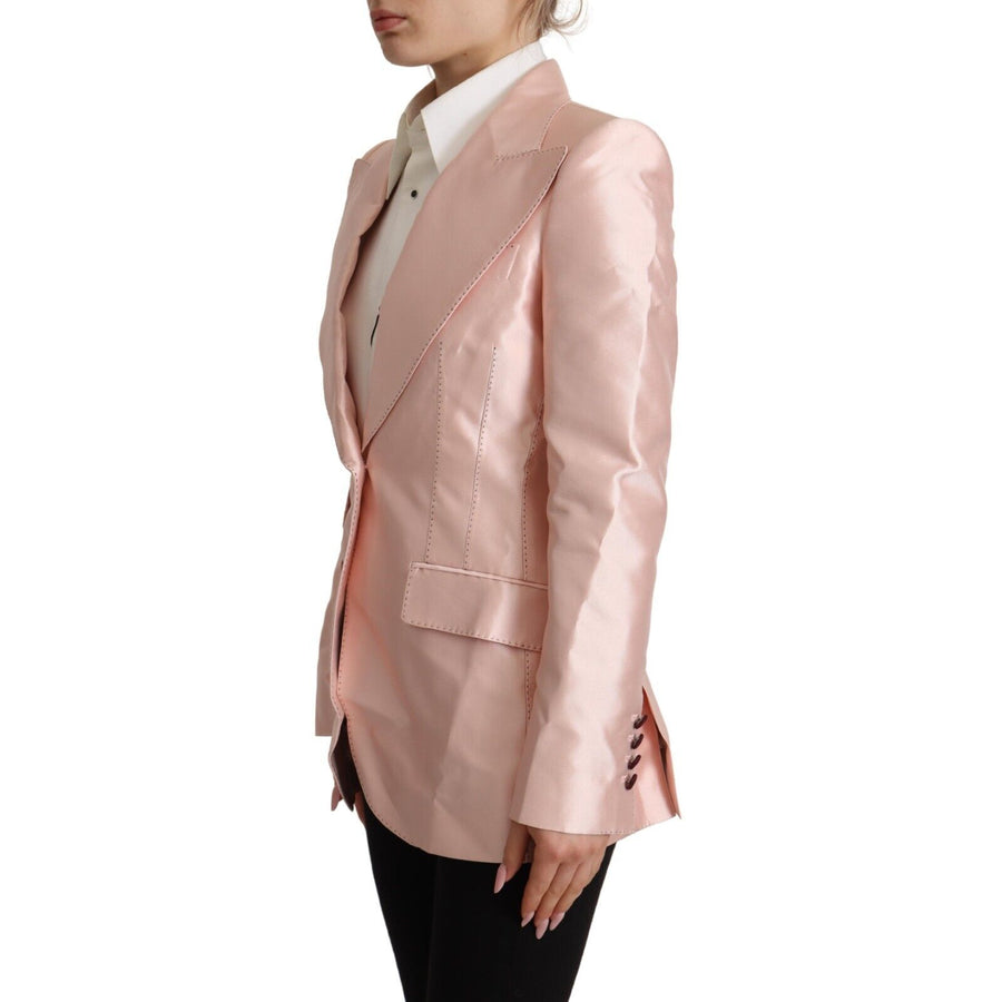 Dolce & Gabbana Pink Satin Long Sleeves Blazer Coat Jacket