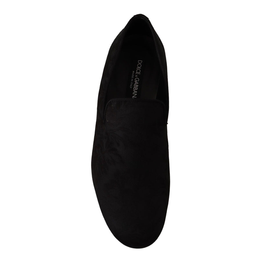 Dolce & Gabbana Black Jacquard Slippers Flats Loafers Shoes