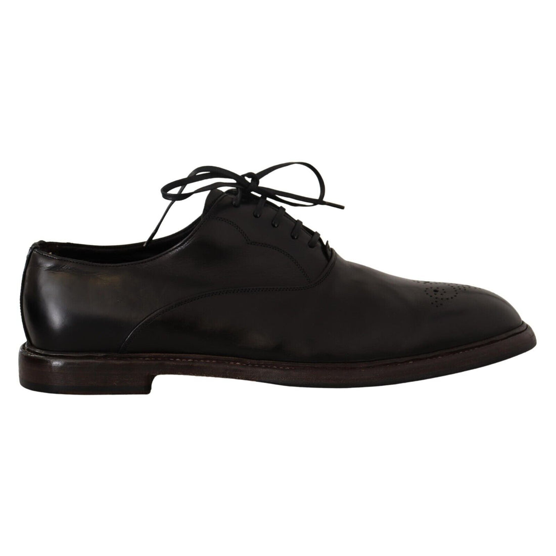 Dolce & Gabbana Black Leather Mens Lace Up Derby Shoes