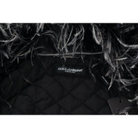 Dolce & Gabbana Elegant Shearling Zip Jacket in Black & White
