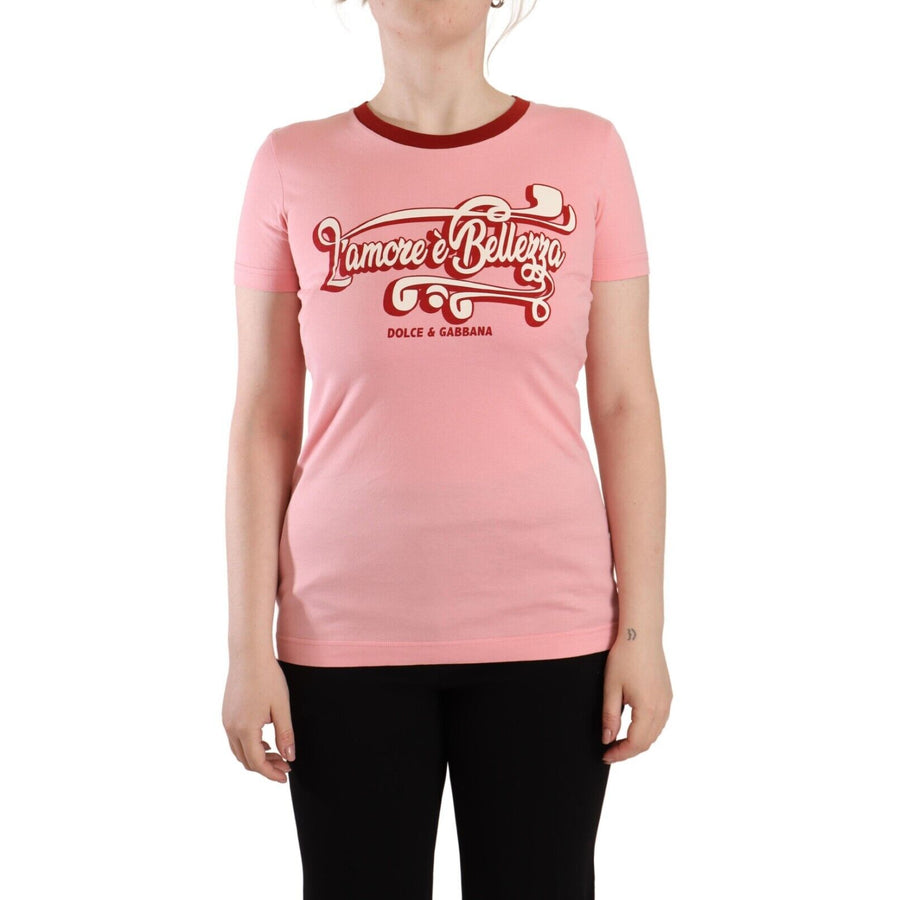 Dolce & Gabbana Pink Cotton Short Sleeves Crewneck T-shirt Top