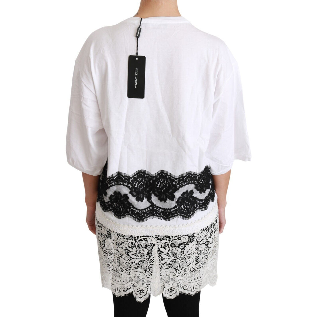 Dolce & Gabbana White Fashion Sinner Cotton Lace T-shirt Top