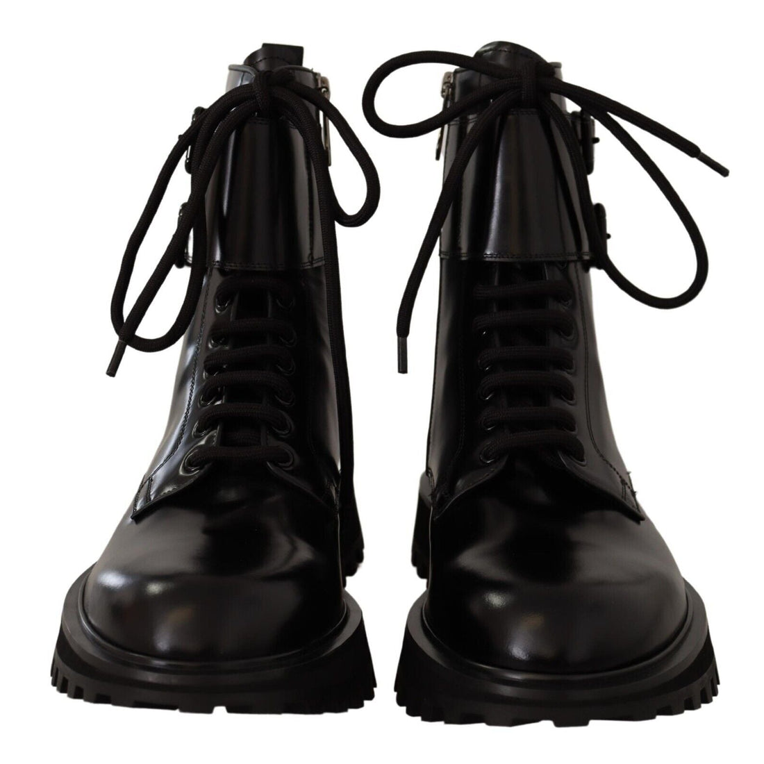 Dolce & Gabbana Black Leather Combat Lace Up Mens Boots Shoes
