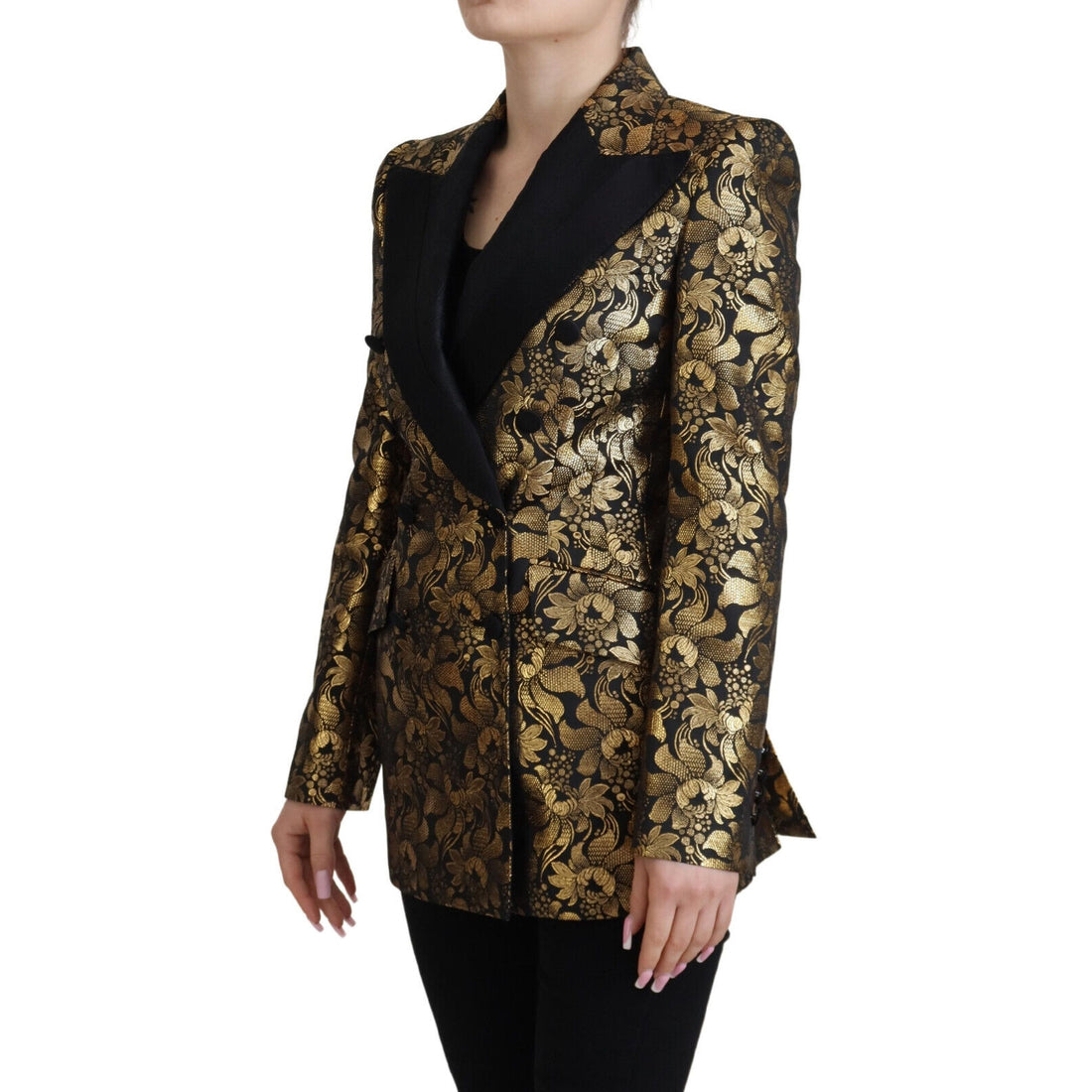 Dolce & Gabbana Elegant Black and Gold Floral Jacket