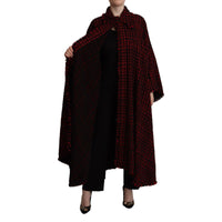 Dolce & Gabbana Black Red Cotton Checkered Over Coat Jacket