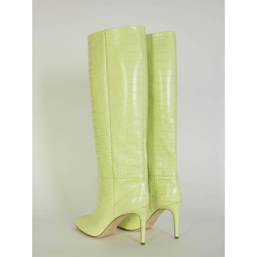 Paris Texas Elegant Lime Croco Leather High Stiletto Boots