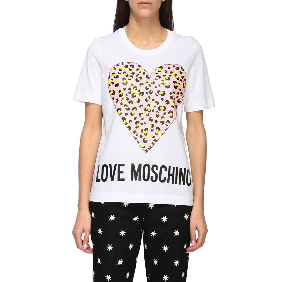 Love Moschino Chic Animalier Heart Print Cotton Tee