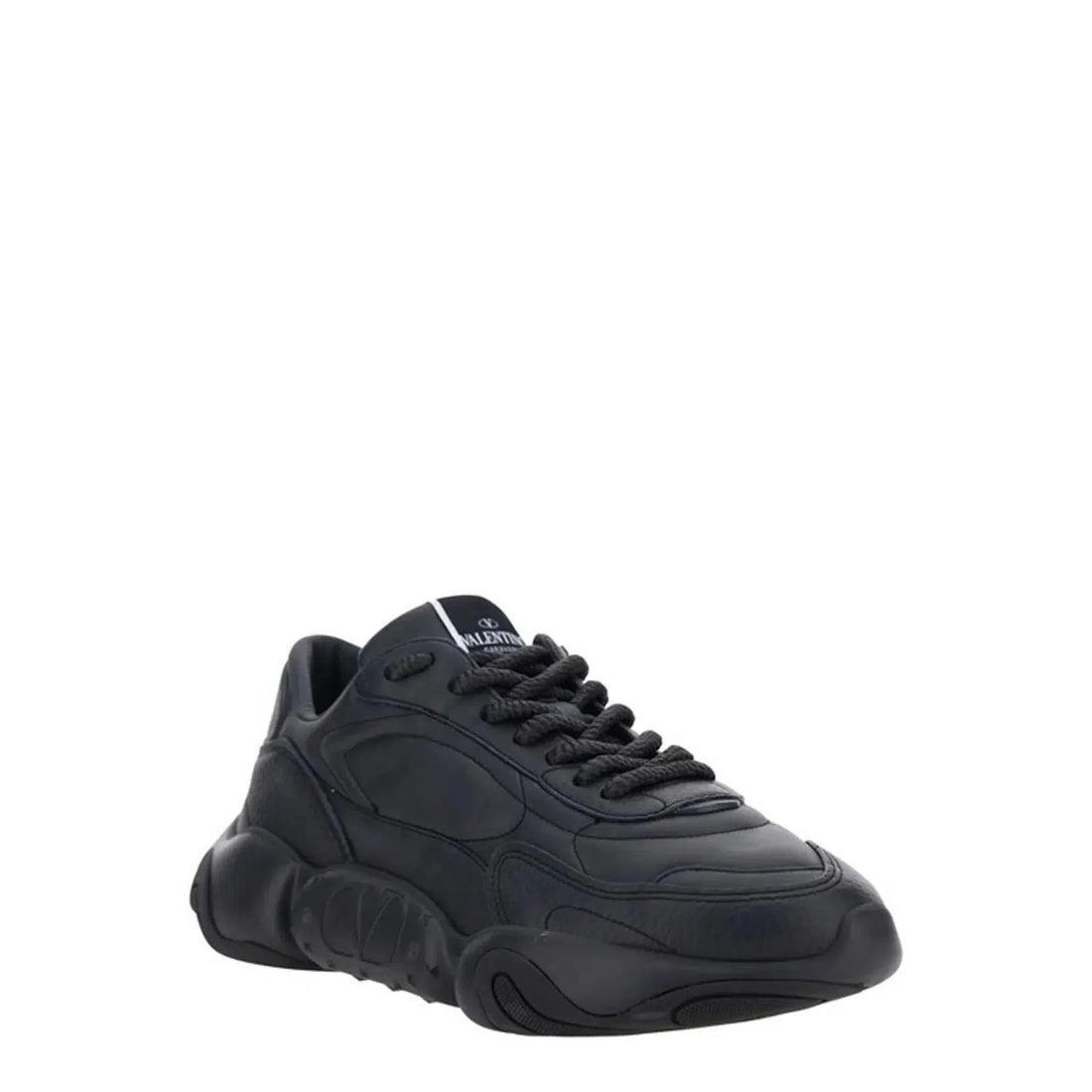 Valentino Black Calf Leather Garavani Sneakers - Paris Deluxe