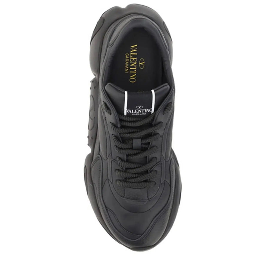 Valentino Black Calf Leather Garavani Sneakers - Paris Deluxe